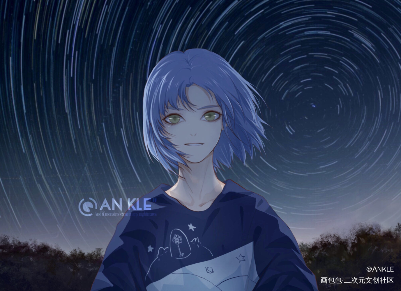 Startrails_附加遗产188男团温小辉我要上首推头像插画绘画作品