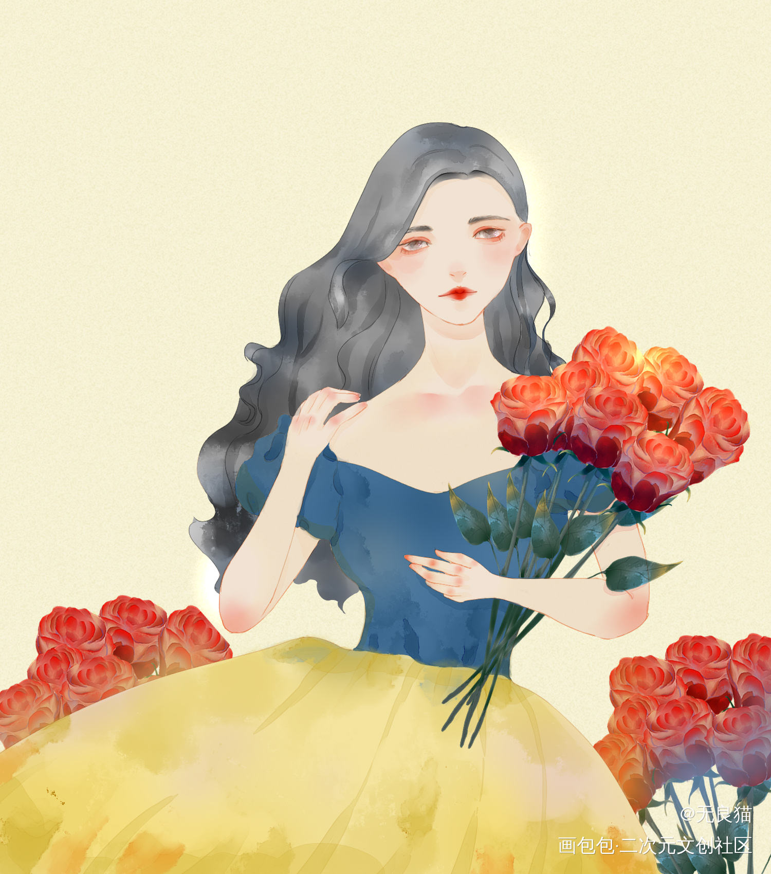 看到大佬p的图，画了个菲包_水彩平涂我要上首推插画原创绘画作品