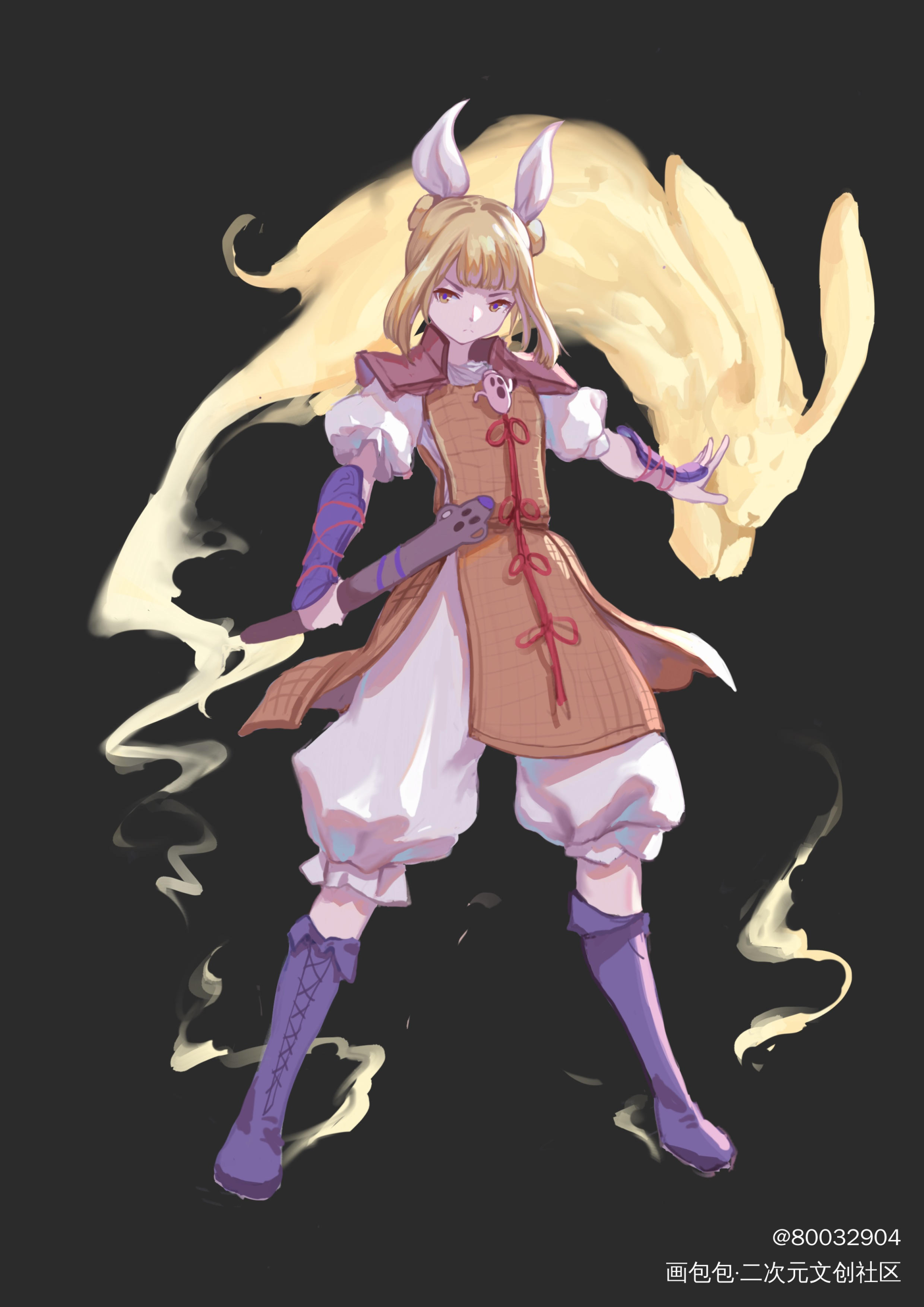 杖刀偶磨弓_东方project杖刀偶磨弓立绘厚涂日系少女头像插画绘画作品