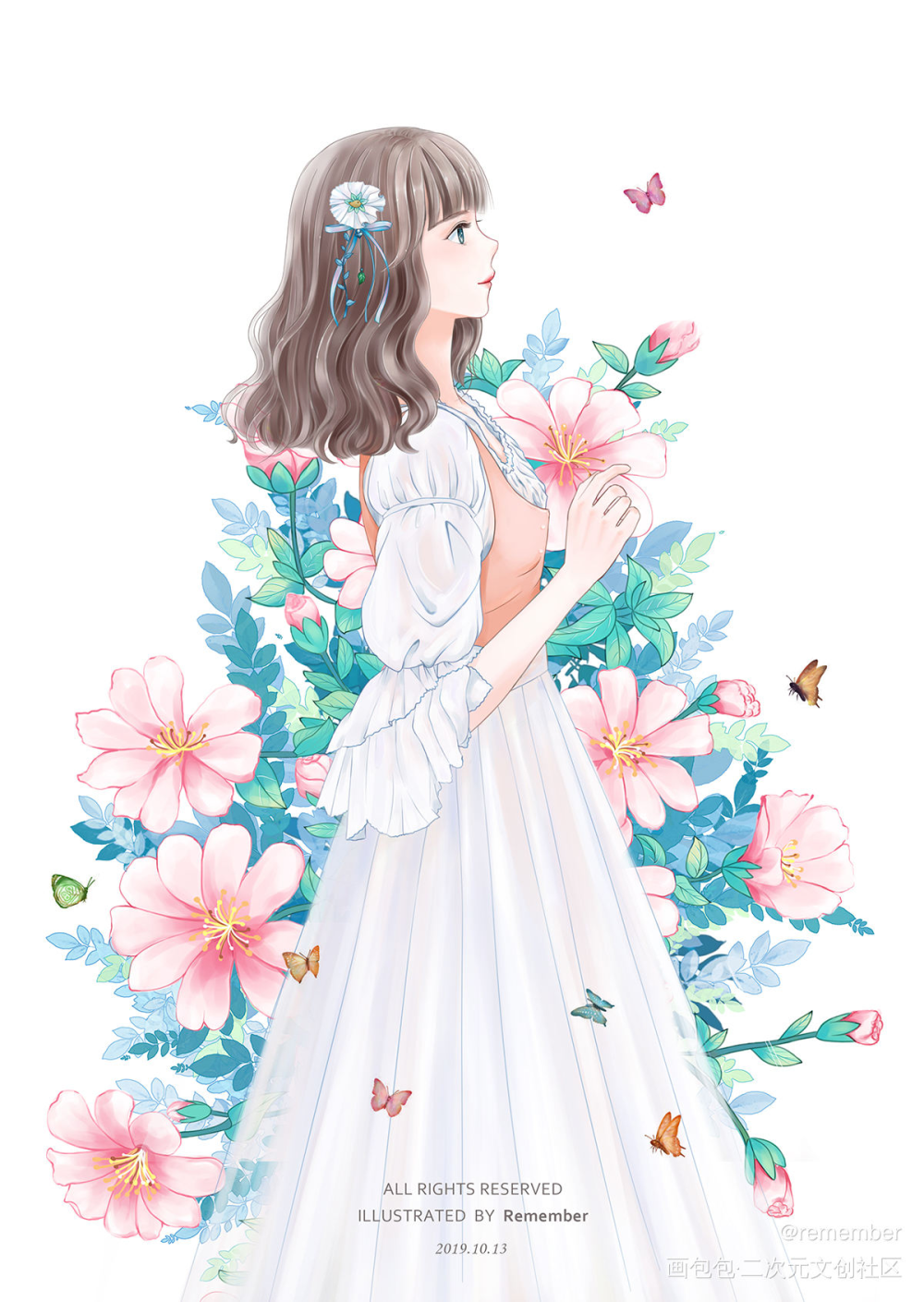 蝶_平涂日系我要上首推插画原创绘画作品