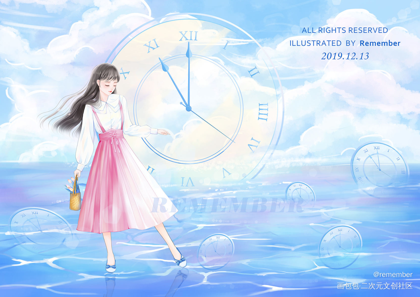 时间的河流_平涂日系内插我要上首推插画原创绘画作品
