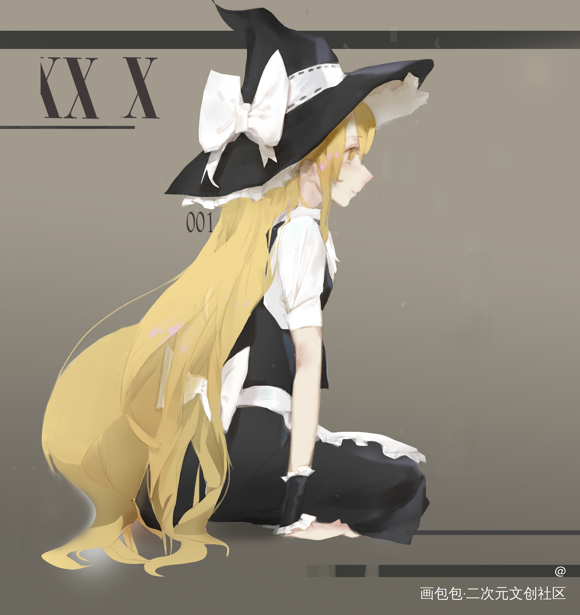 魔理沙_东方project雾雨魔理沙平涂日系头像插画绘画作品