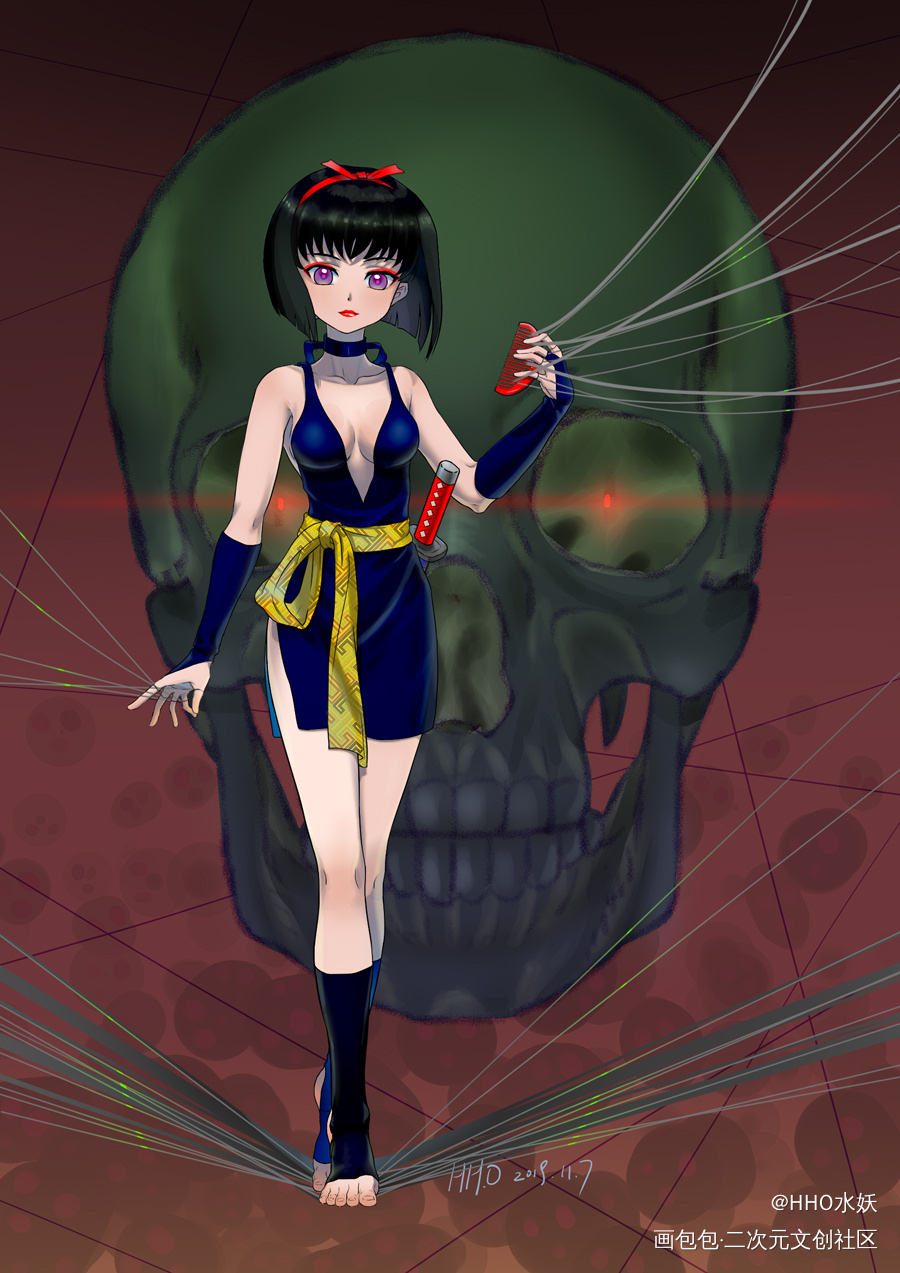 逆发结罗_犬夜叉结罗立绘平涂日系头像绘画作品