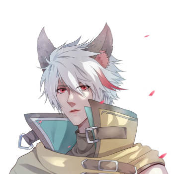 百里守约平涂披风兽耳挑染少年白发红瞳求点评我要上首推头像插画绘画