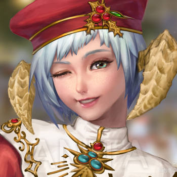 星芒节龙娘_最终幻想14自己的龙娘厚涂龙角斜刘海白发短发头像绘画