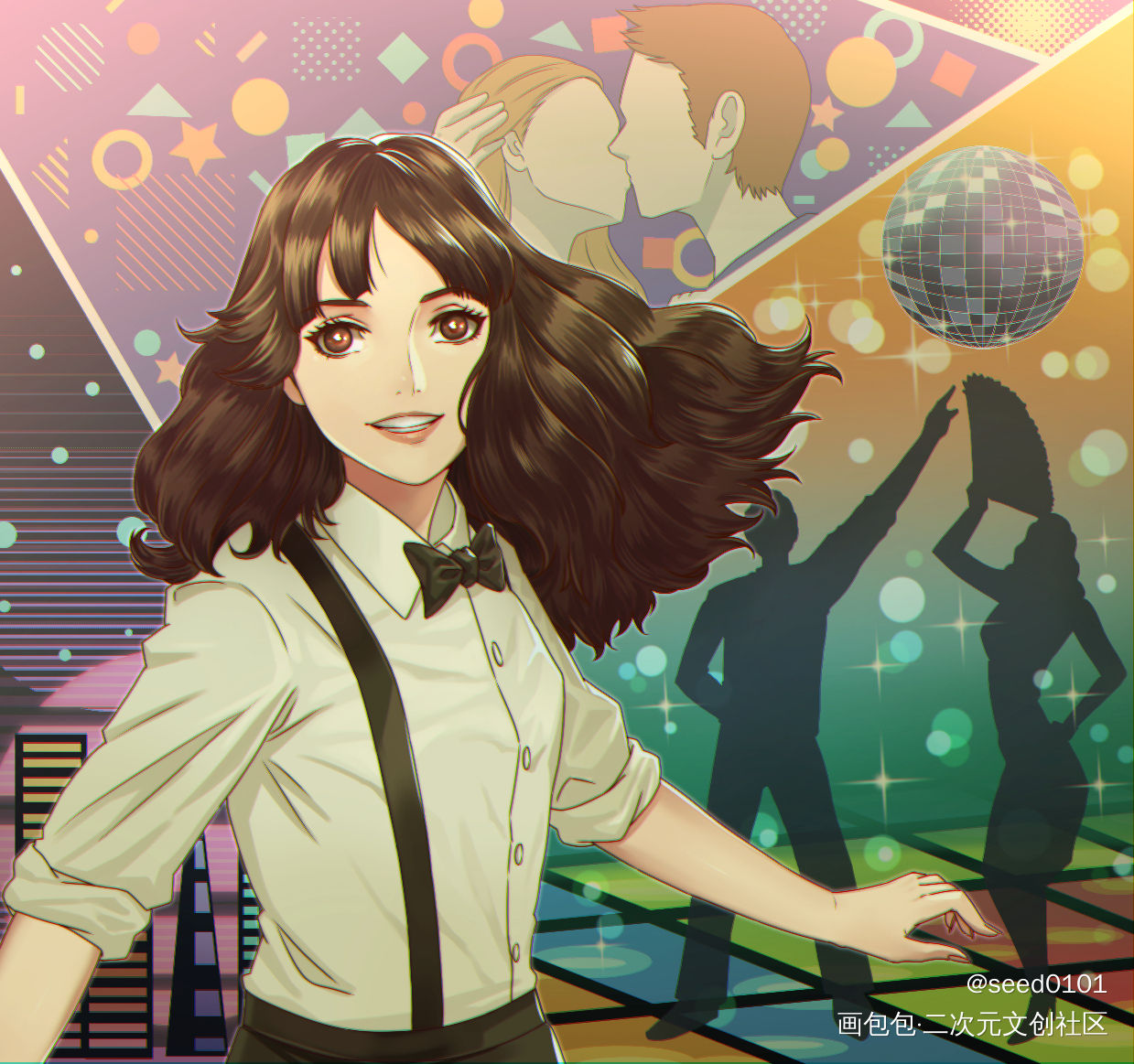 plastic  love_竹内まりや美式海报风少女plasticlove绘画作品