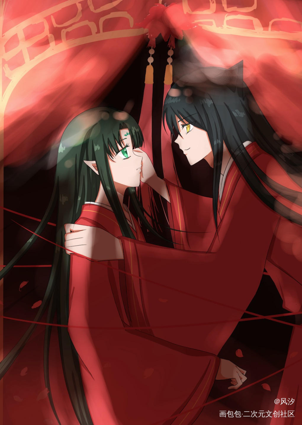 树妖和狐妖系列_古风日系狐妖树妖人物原创绘画作品