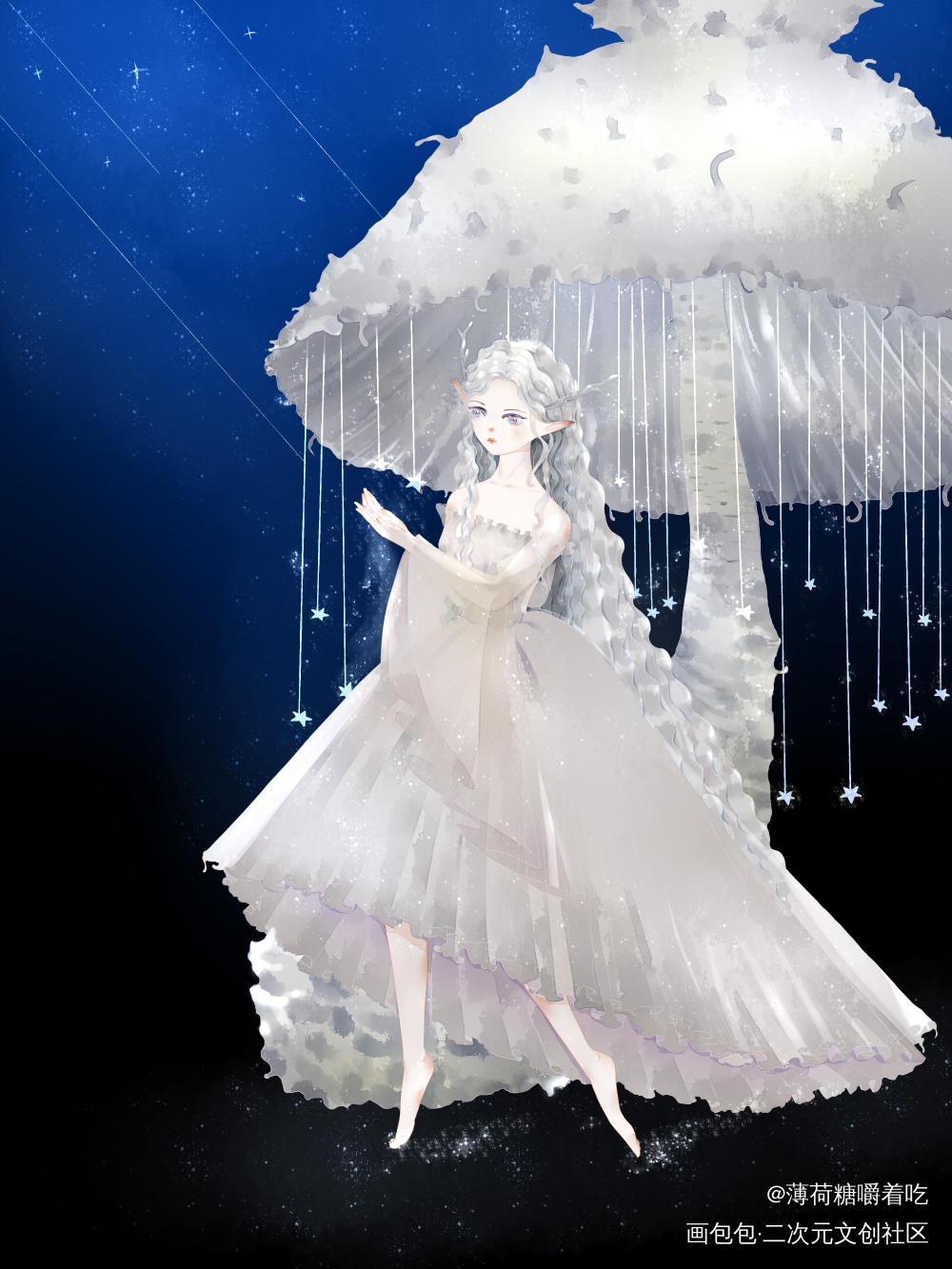 菇菇_平涂少女原创绘画作品