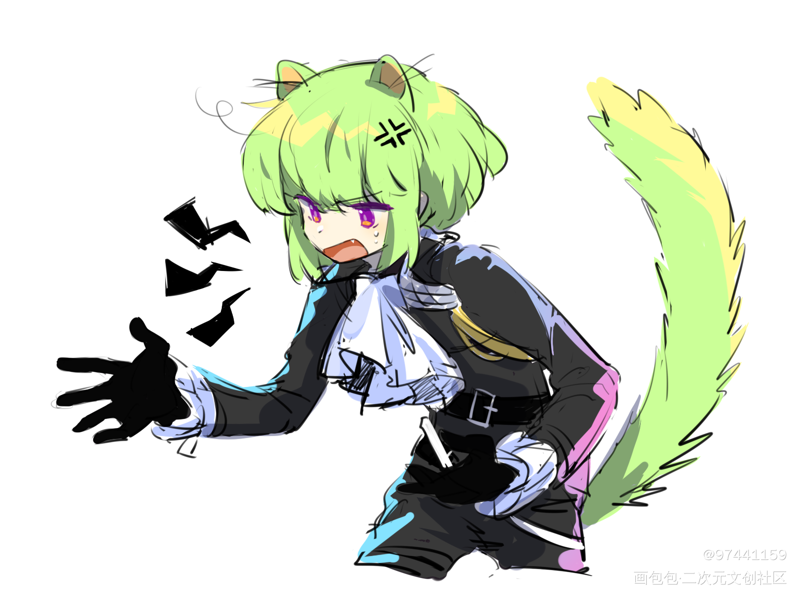 lio_平涂兽耳少年头像promare绘画作品