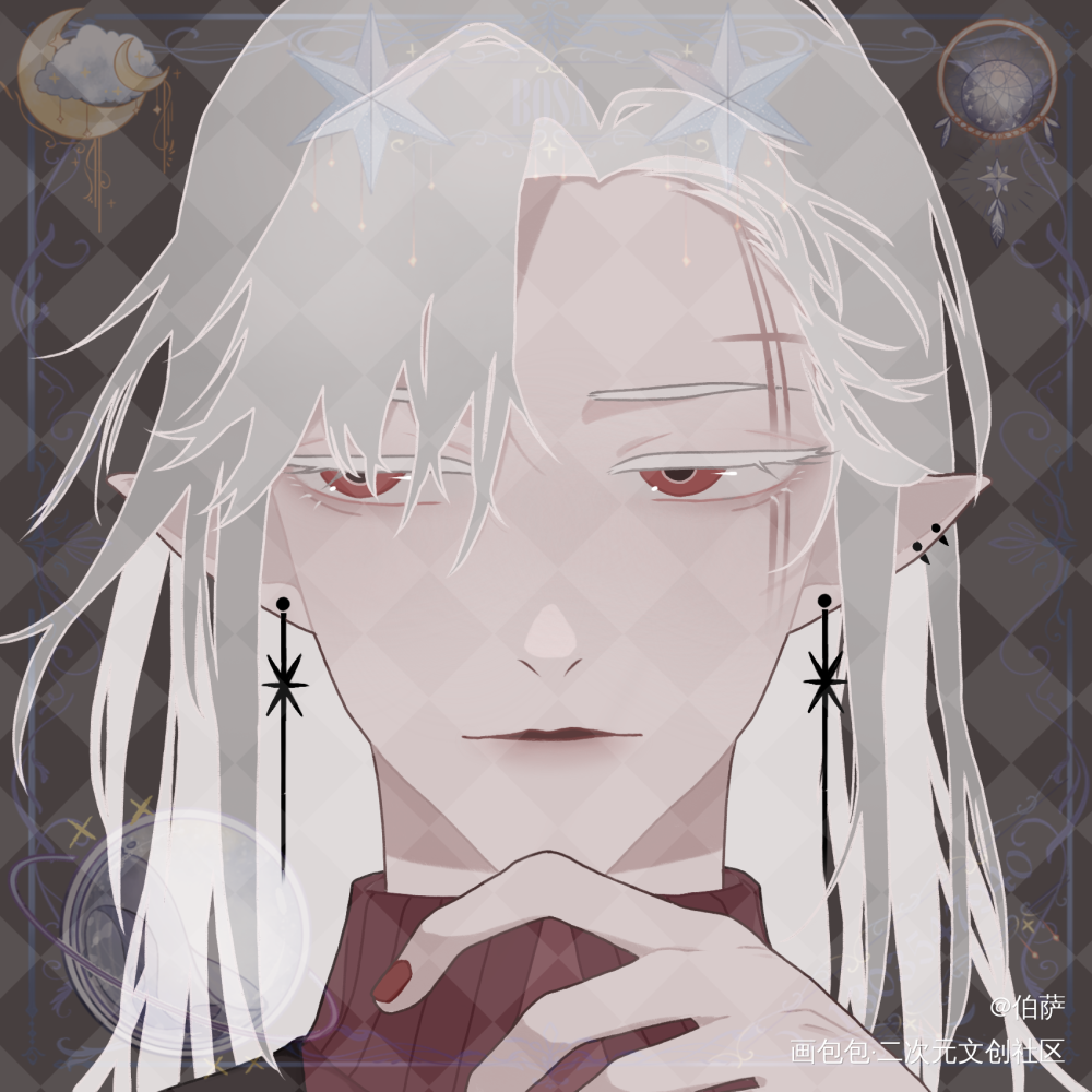 满意的稿子_赛璐璐平涂双发色眼罩头像原创绘画作品
