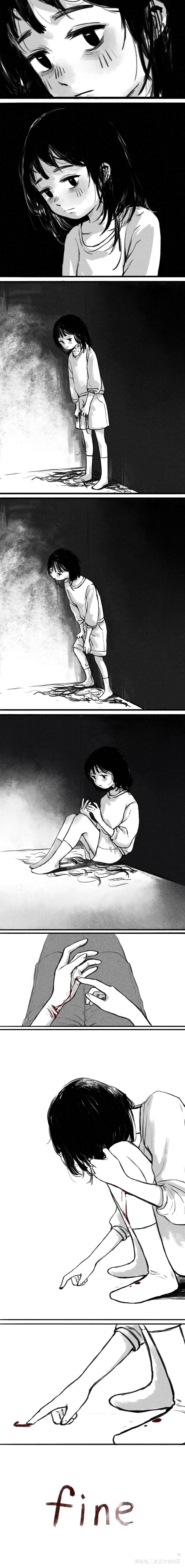 psychopathic_黑白漫画短发少女psychopathic绘画作品