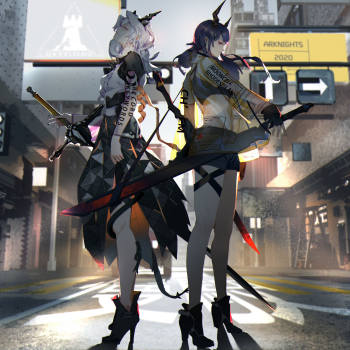 明日方舟 塔x陈_明日方舟塔露拉陈立绘日系场景感头像插画绘画作品