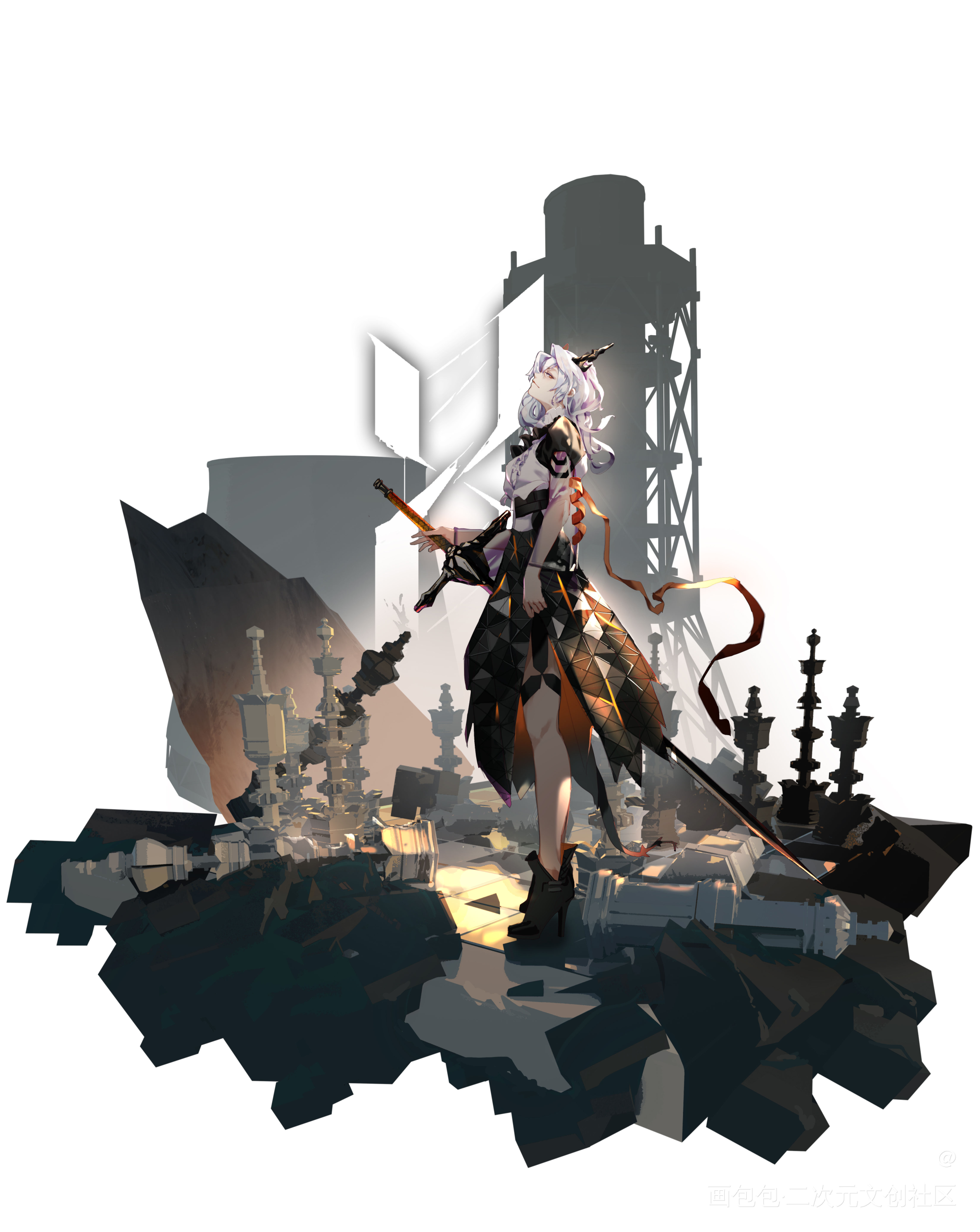 明日方舟 塔X陈_明日方舟塔露拉陈立绘日系场景感头像插画绘画作品