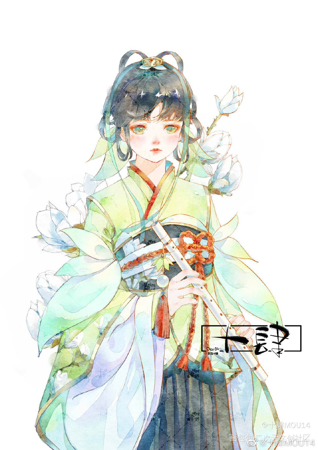 花草皆灵•一_古风平涂花卉我要上首推少女原创绘画作品