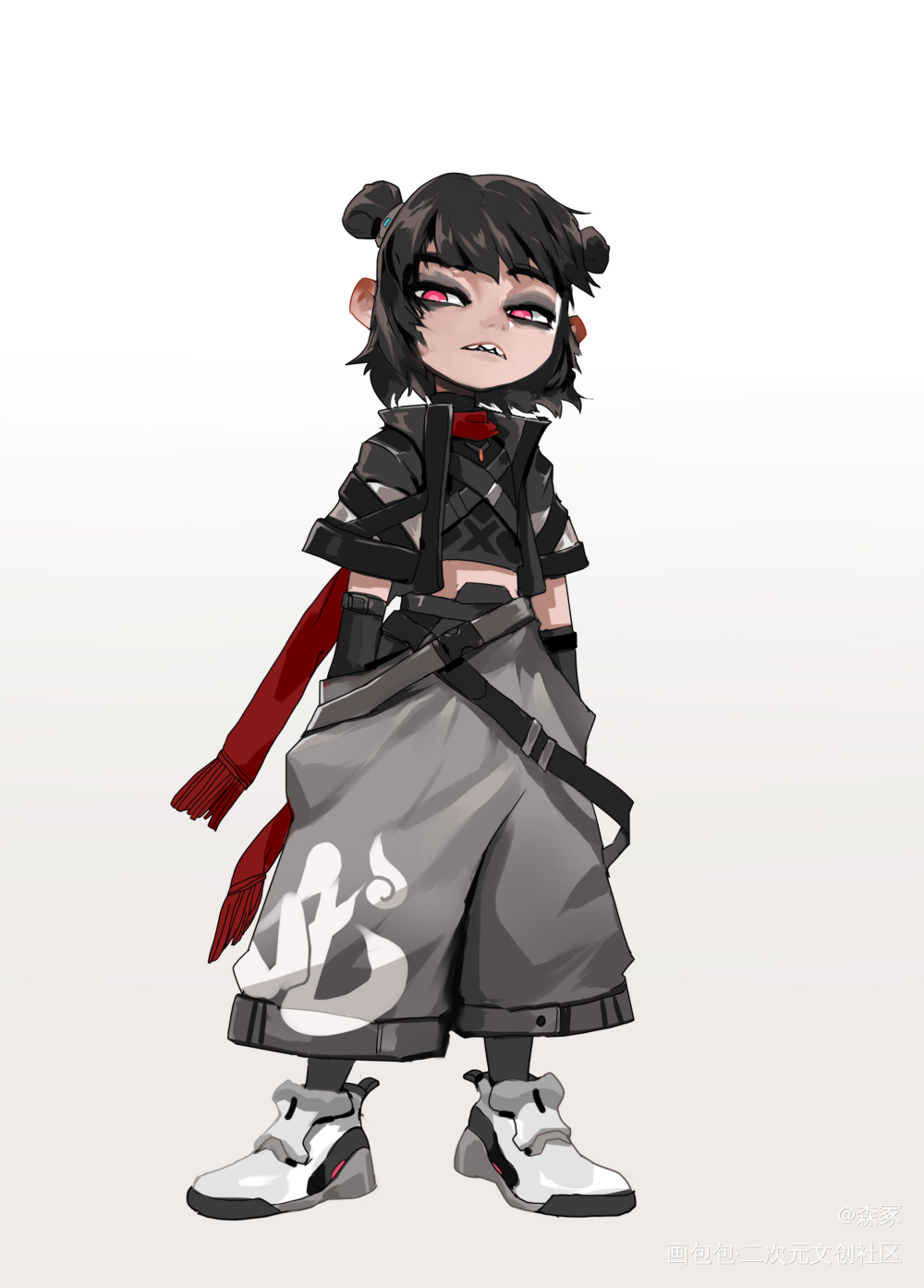 哪吒&敖丙_哪吒之魔童降世原创角色敖丙哪吒日系私服潮流服装设计头像绘画作品
