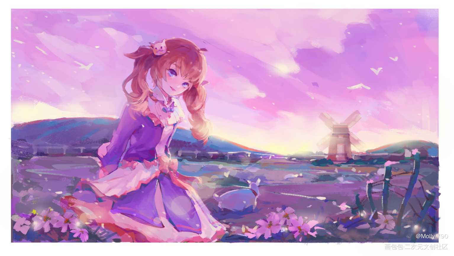 约稿图3_厚涂日系场景同人原创绘画作品