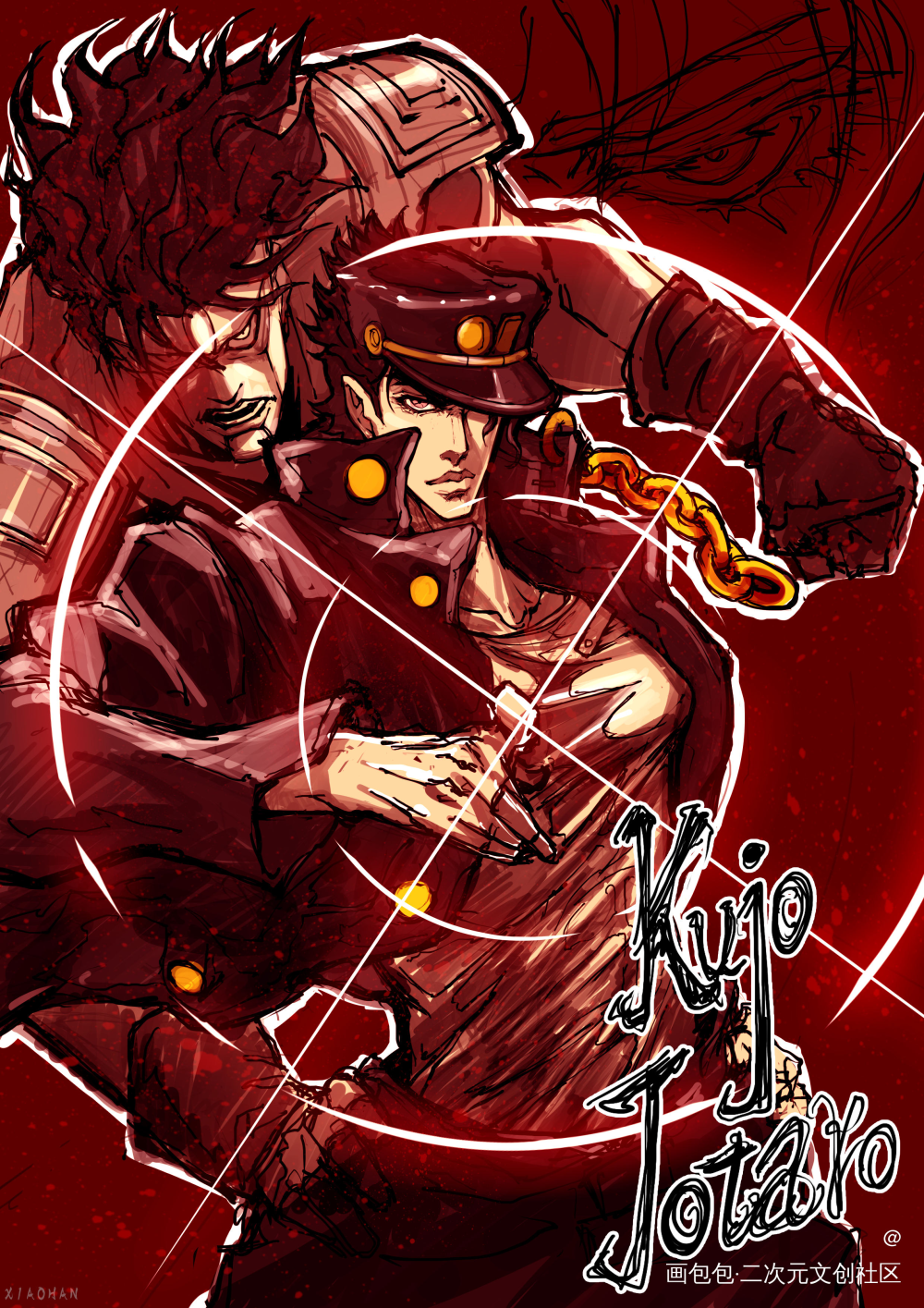 空条承太郎_JOJO的奇妙冒险草稿头像绘画作品
