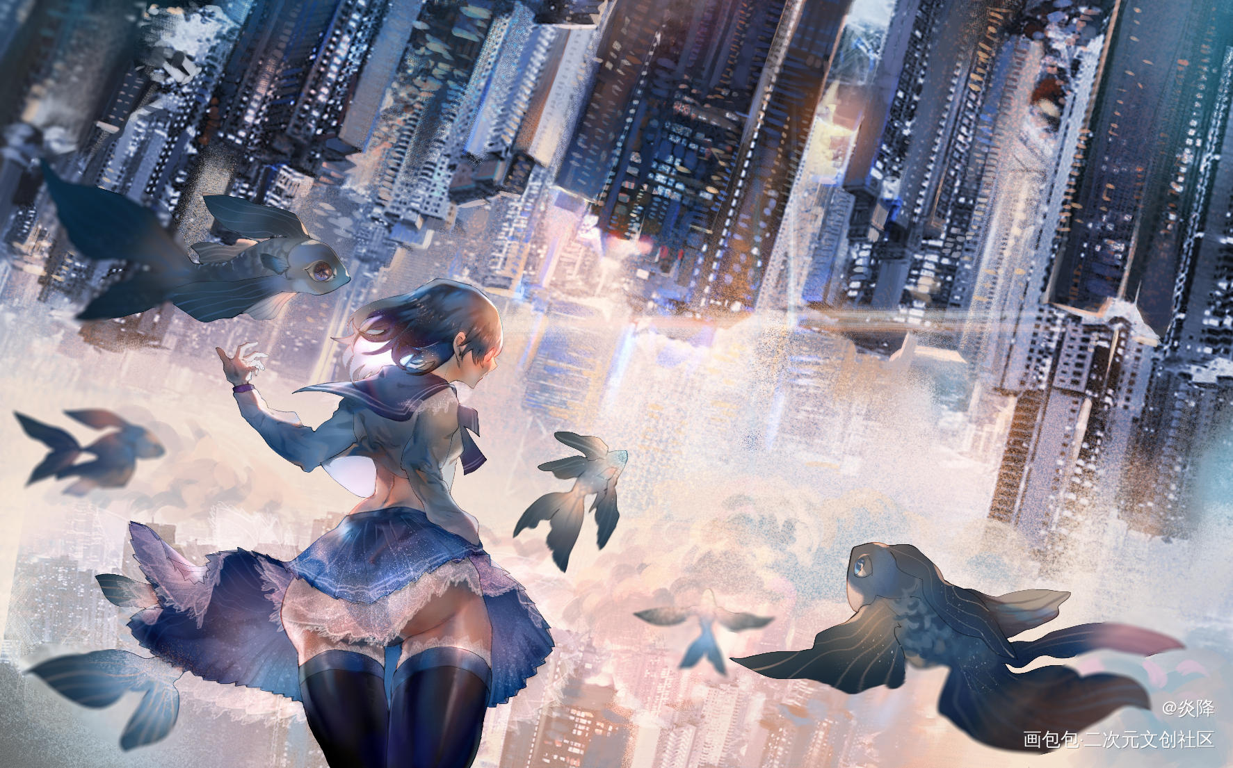 一些老图_地缚少年花子君日系插画绘画原创绘画作品