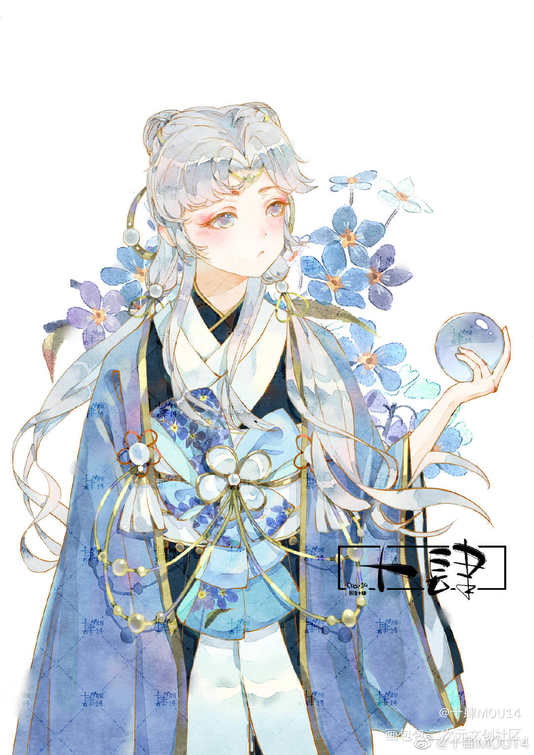 花草皆灵•五_平涂拟人花卉原创绘画作品