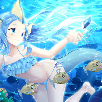 水精灵_宝可梦水精灵平涂日系拟人头像插画绘画作品