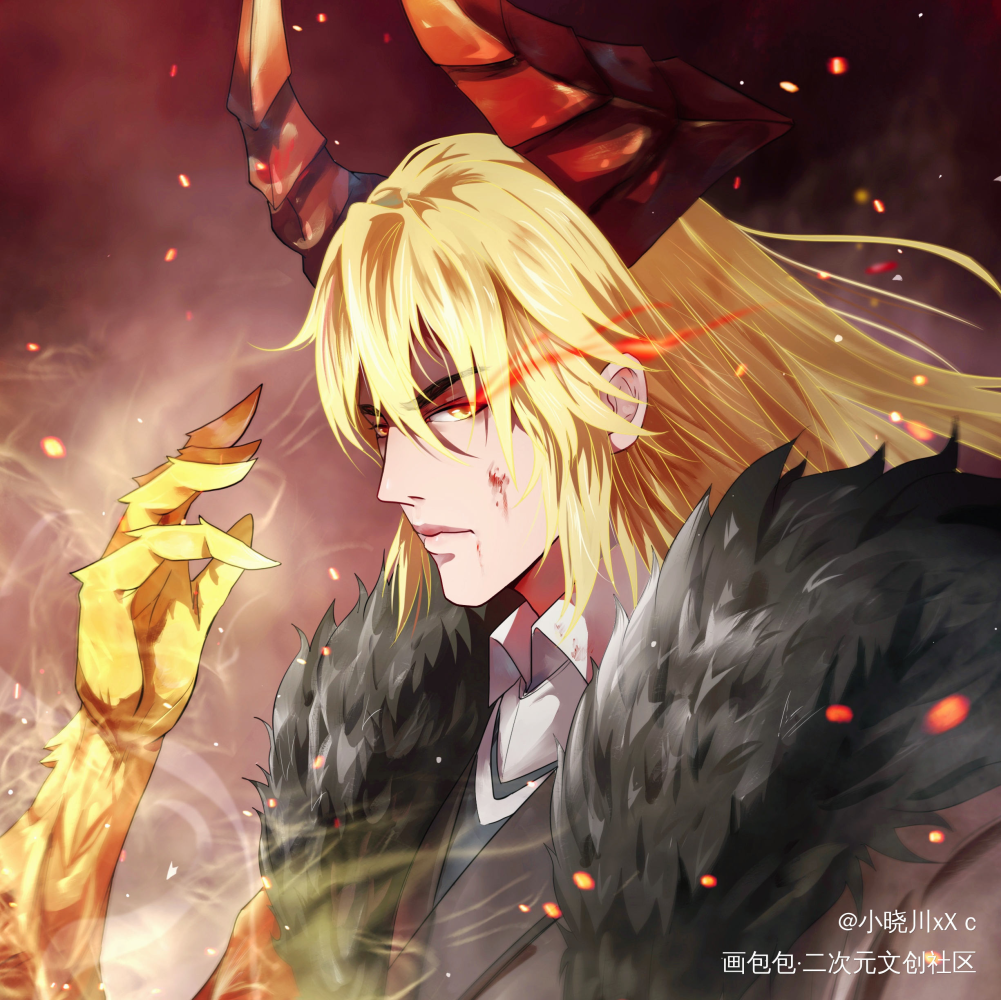 一只战损的李信_王者荣耀灼热之刃李信平涂求点评头像插画绘画作品
