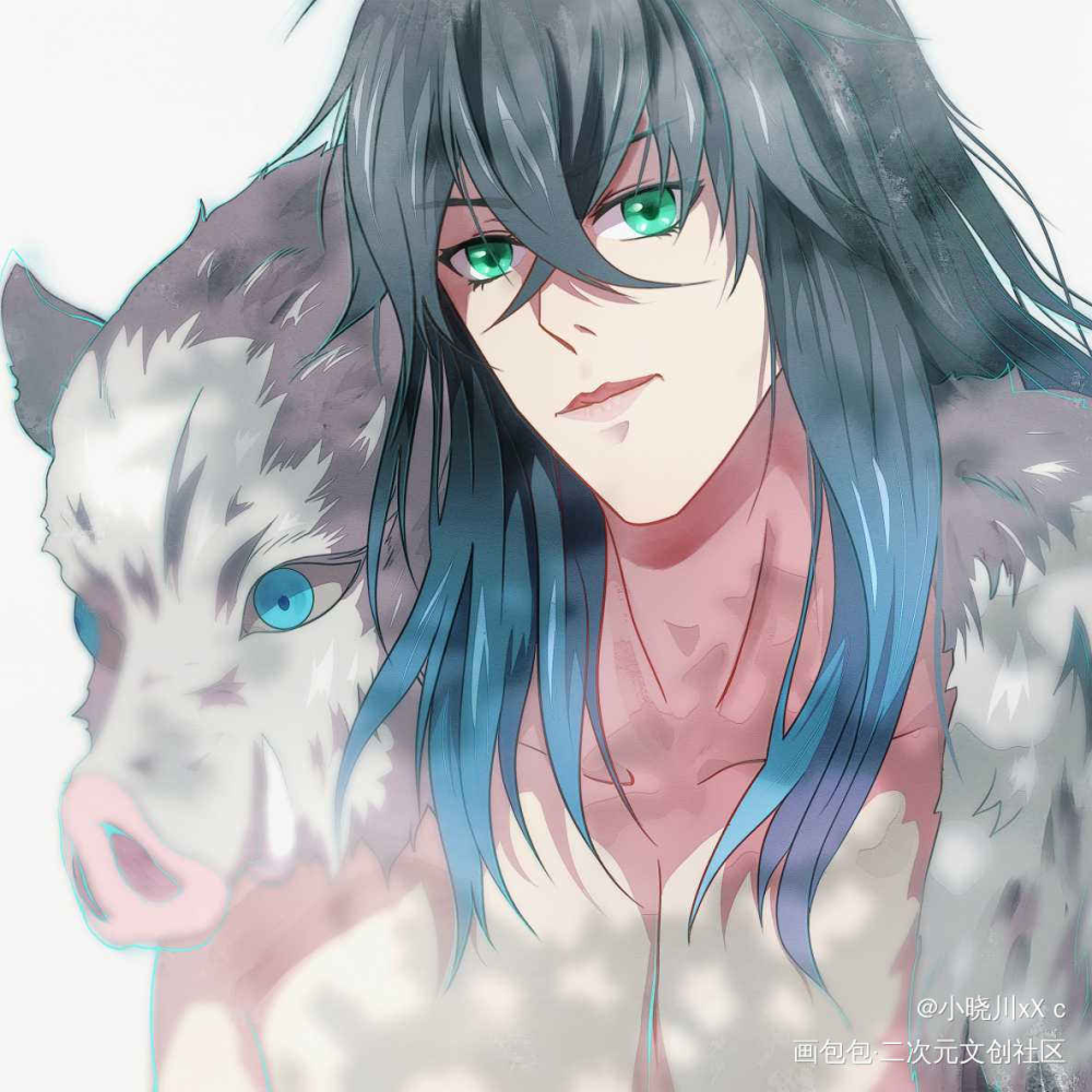 鬼灭之刃 嘴平伊之助 小晓川xx C的绘画作品 画包包