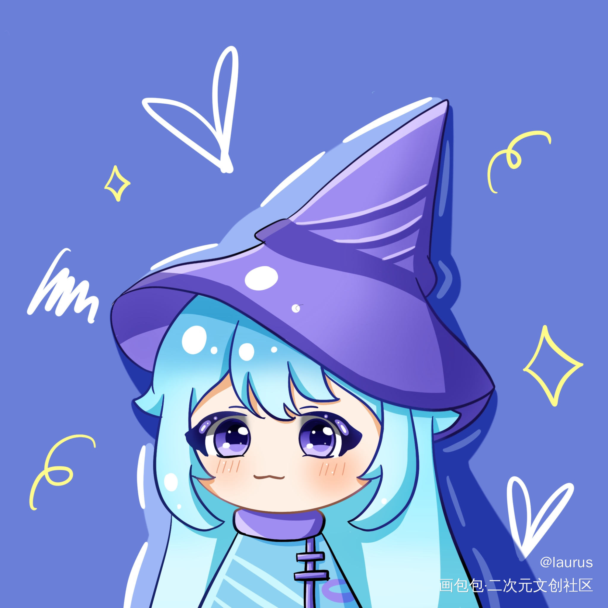 一张无偿_平涂日系Q版我要上首推头像插画原创oc绘画作品