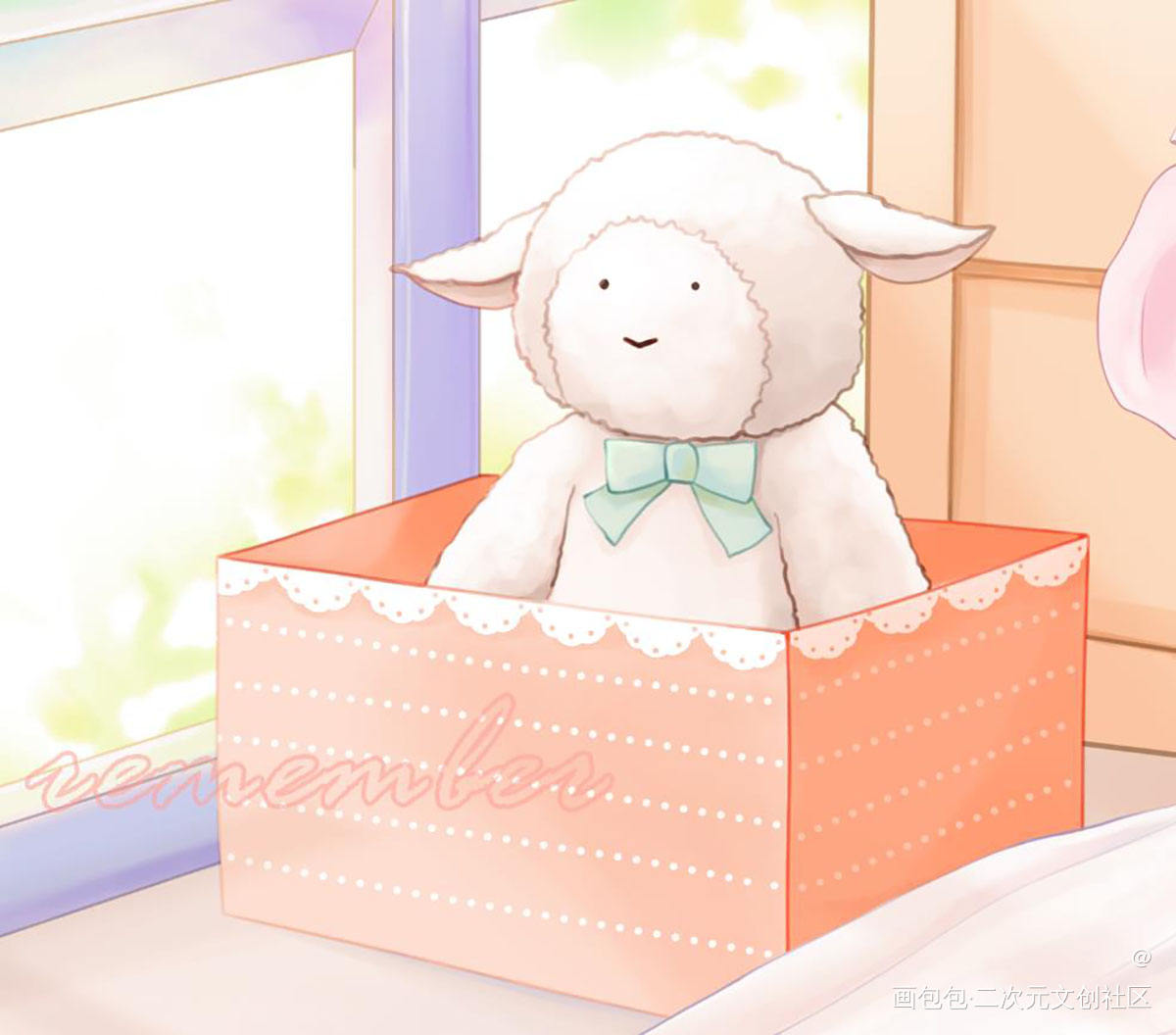 听音乐_厚涂平涂日系音乐清新少女插画原创绘画作品