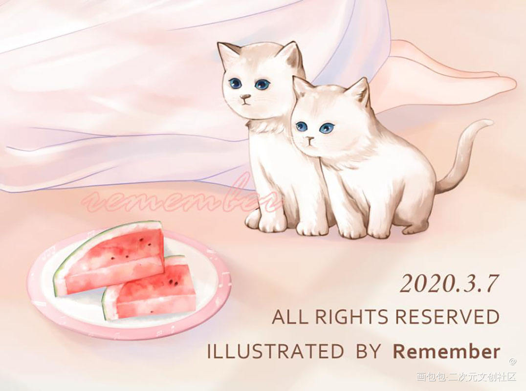听音乐_厚涂平涂日系音乐清新少女插画原创绘画作品