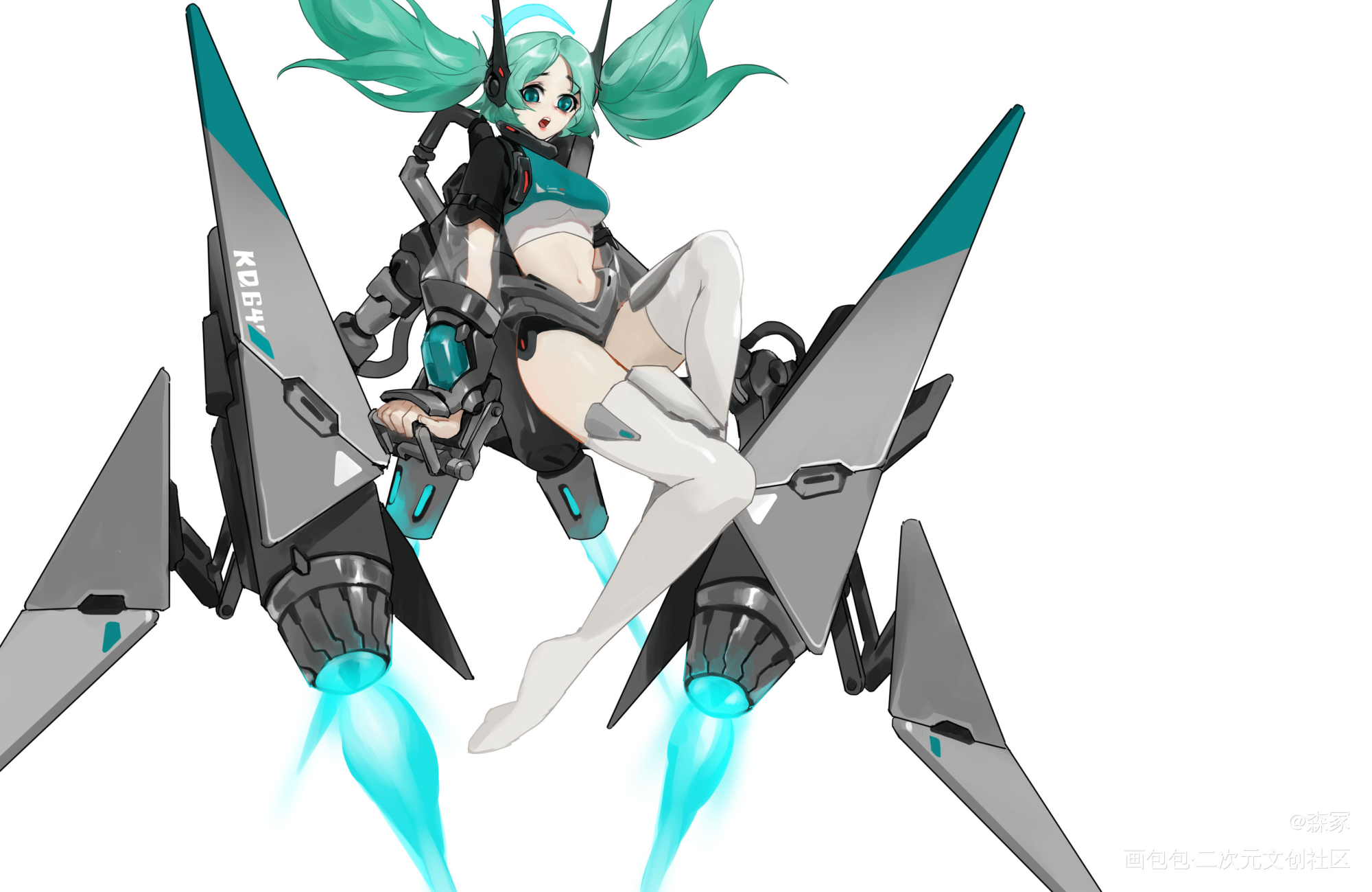 赛博风格练习2_赛博立绘科技感人设原创绘画作品