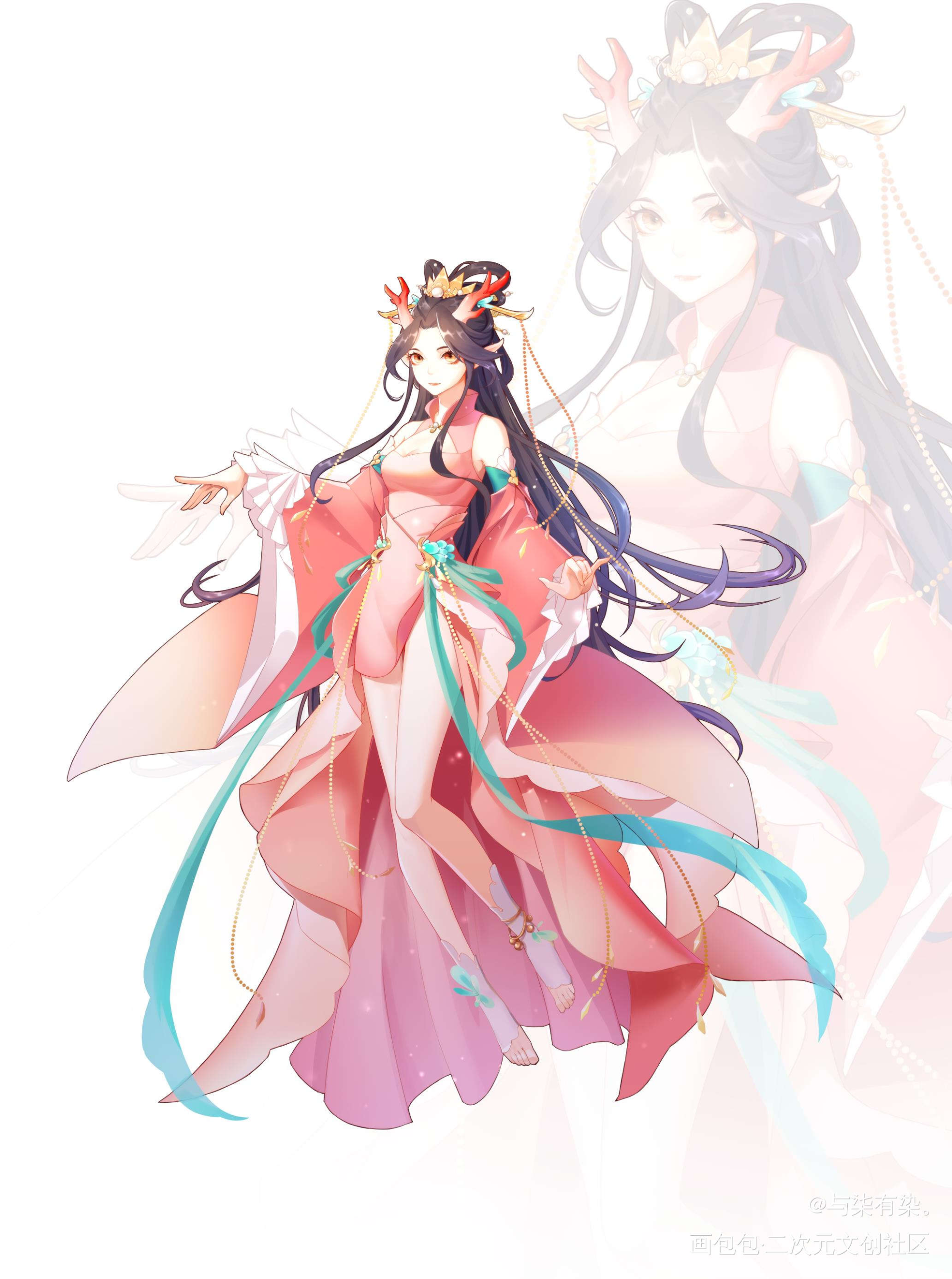 设计立绘练习 红龙女_红龙女立绘平涂日系原创oc绘画作品