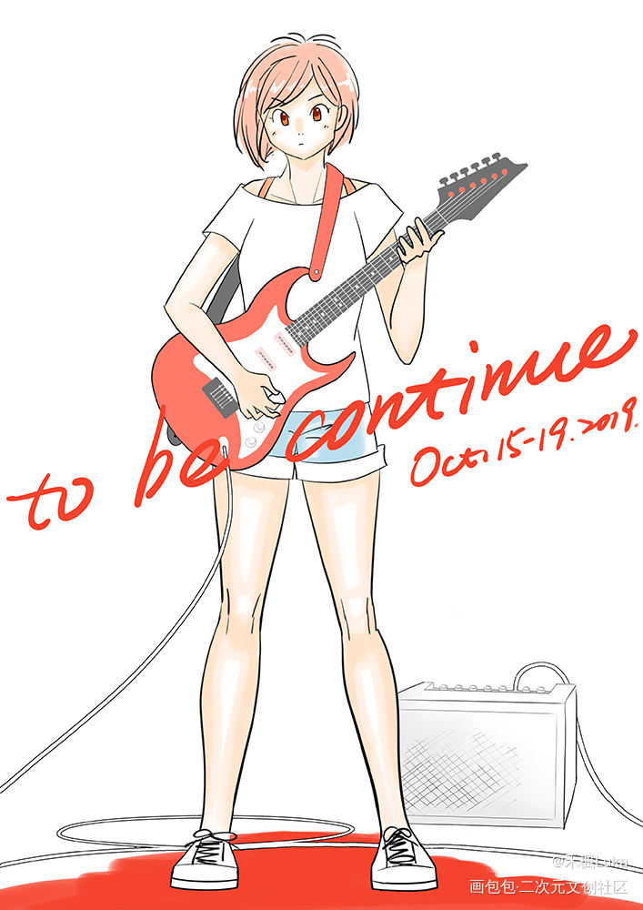 吉他少女_原创角色日系音乐乐器少女插画原创人物原创绘画作品