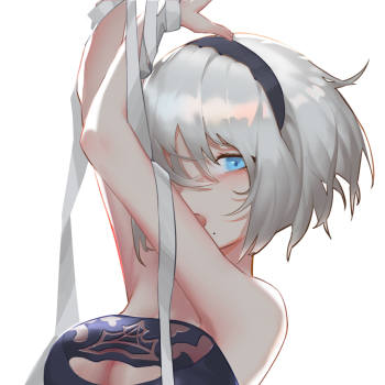 2b_尼尔机械纪元2b厚涂日系插画绘画作品