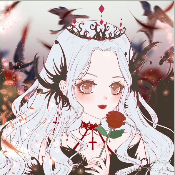 暗黑买断头像单_平涂日系头像插画原创oc绘画作品