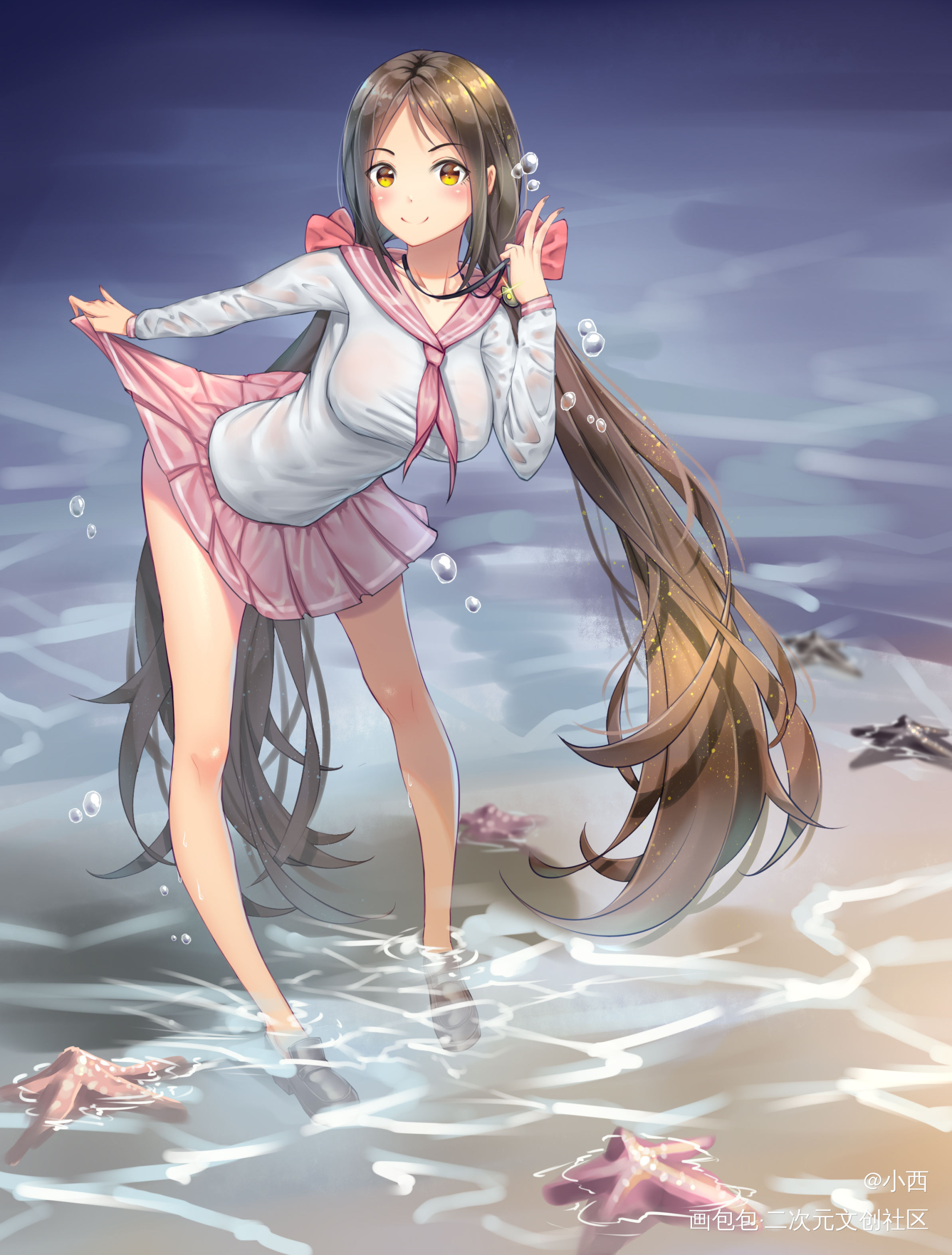 泳装_原创人物平涂插画绘画作品