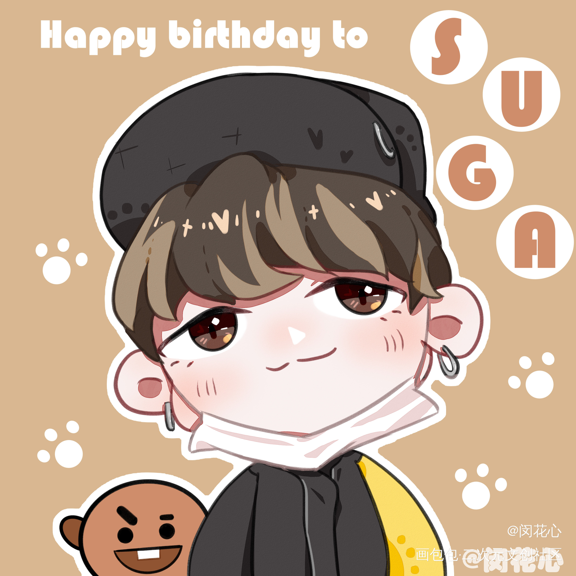 suga_suga闵玧其平涂Q版头像BTS绘画作品