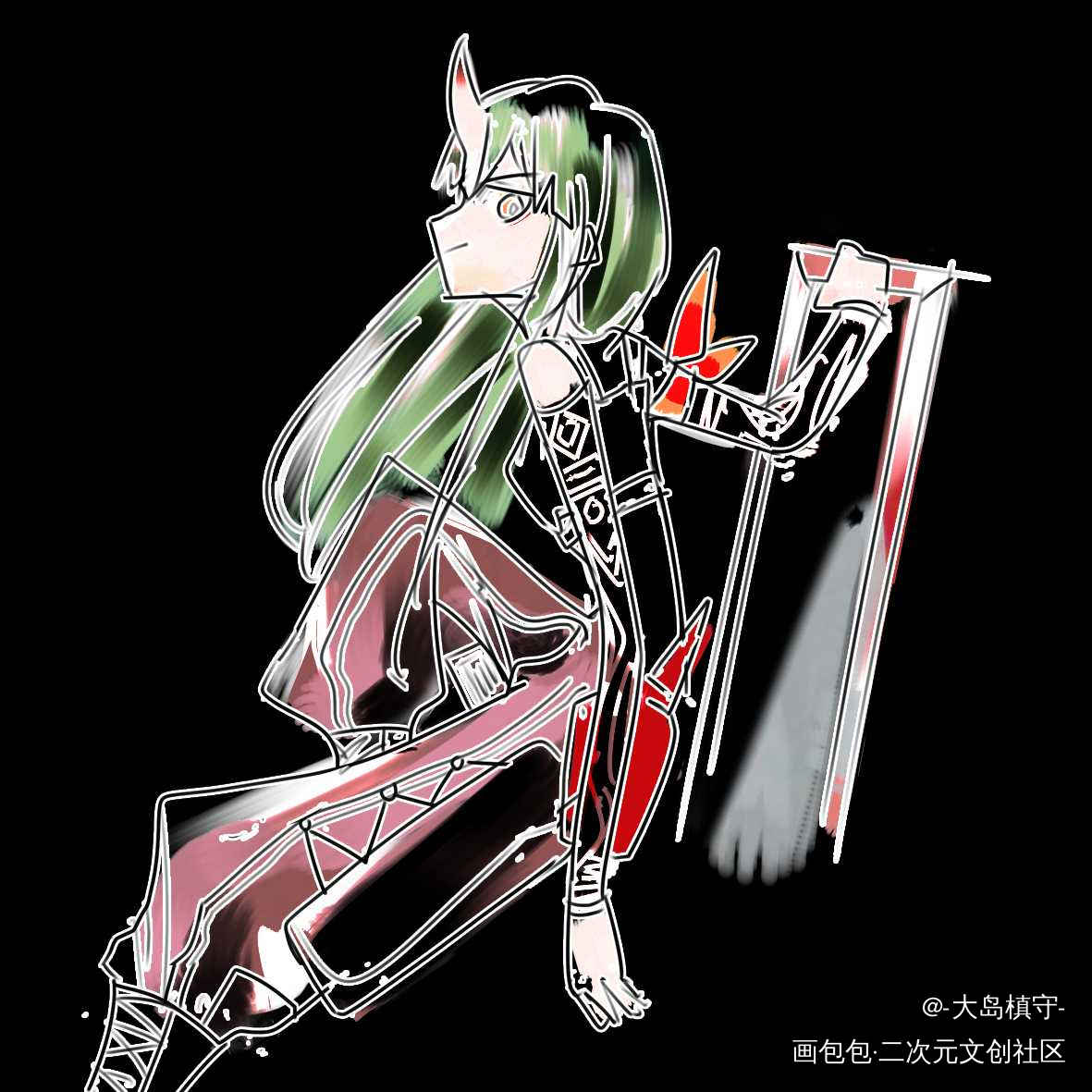 快速摸鱼_明日方舟星熊平涂日系Q版求点评头像绘画作品