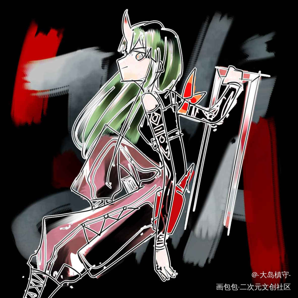 快速摸鱼_明日方舟星熊平涂日系Q版求点评头像绘画作品