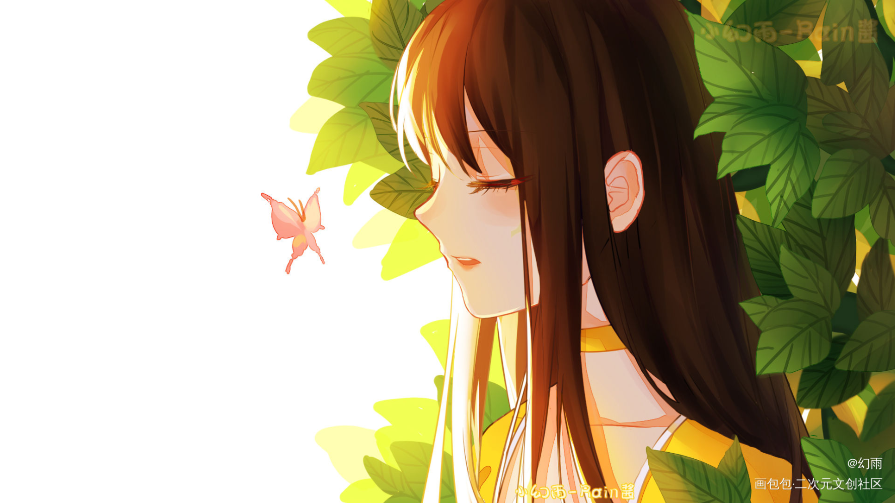 一个壁纸啦！_日系大头头像插画壁纸原创oc绘画作品