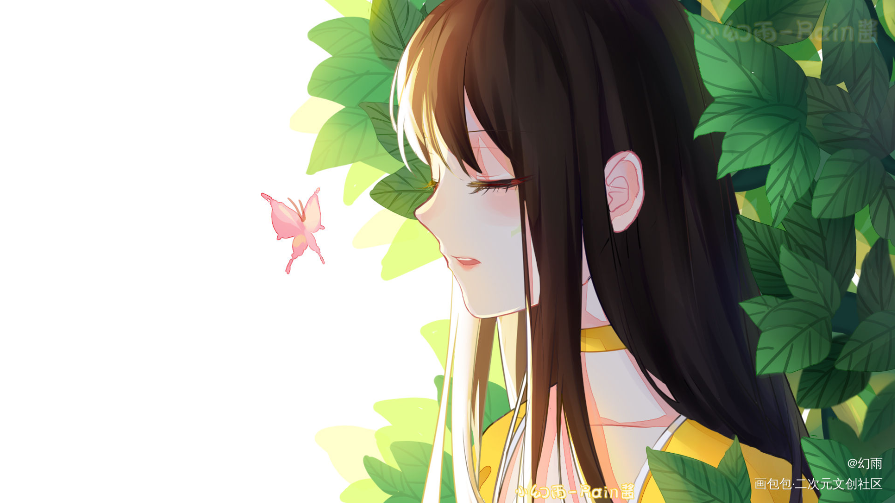一个壁纸啦！_日系大头头像插画壁纸原创oc绘画作品