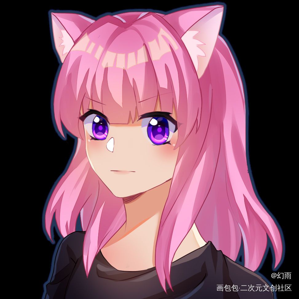 猫娘大头_猫娘可爱平涂兽耳大头头像原创oc绘画作品