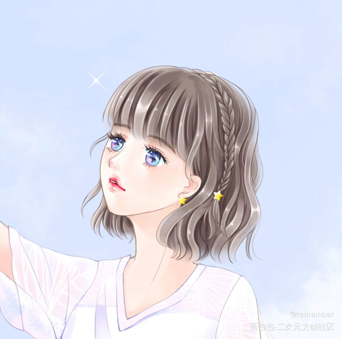 所念皆星河 星河皆是你_厚涂平涂日系原创绘画作品