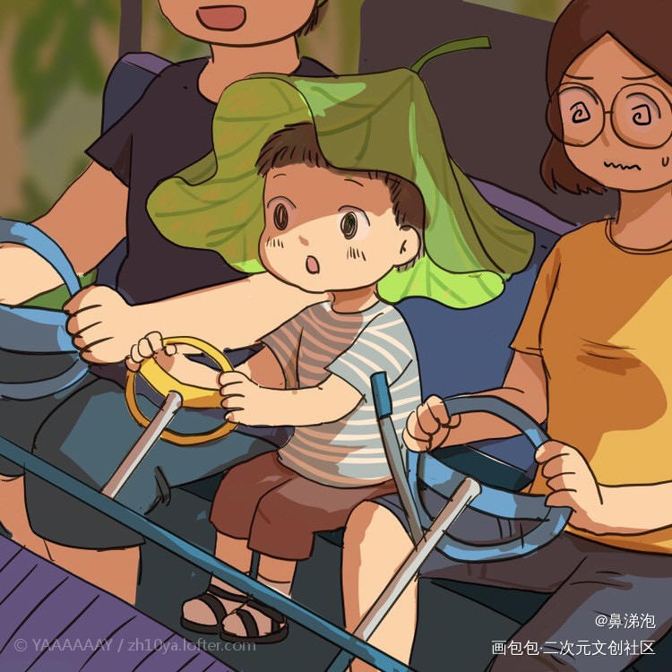 和小宝贝在一起_原创绘画作品