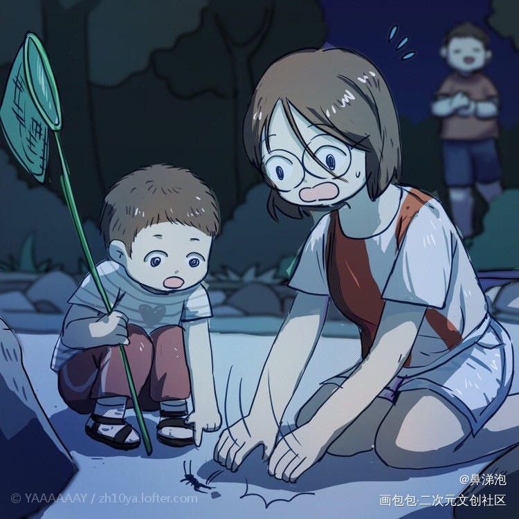 和小宝贝在一起_原创绘画作品
