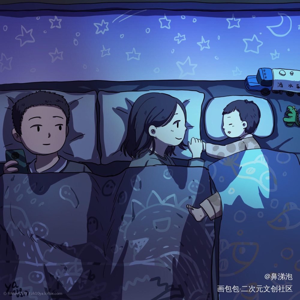 和小宝贝在一起_原创绘画作品