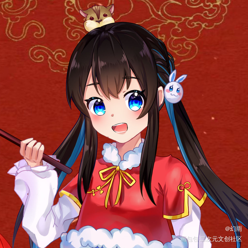 2020新年贺图_立绘平涂日系2020新年贺图新年贺图头像插画自设原创oc绘画作品