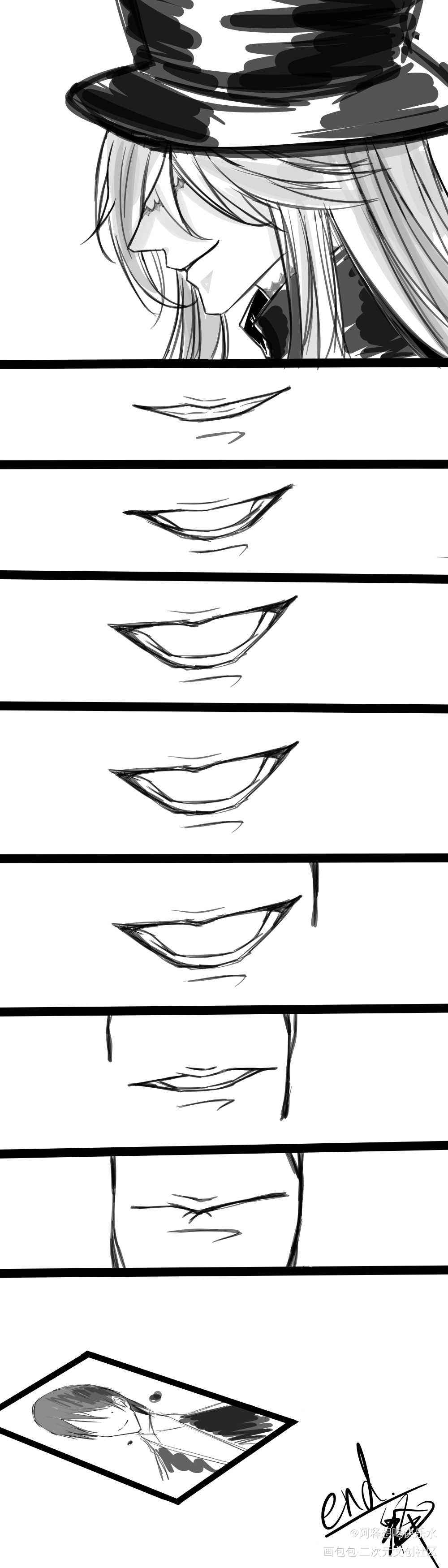 葬仪屋的笑_黑执事葬仪屋黑白漫画黑白条漫绘画作品