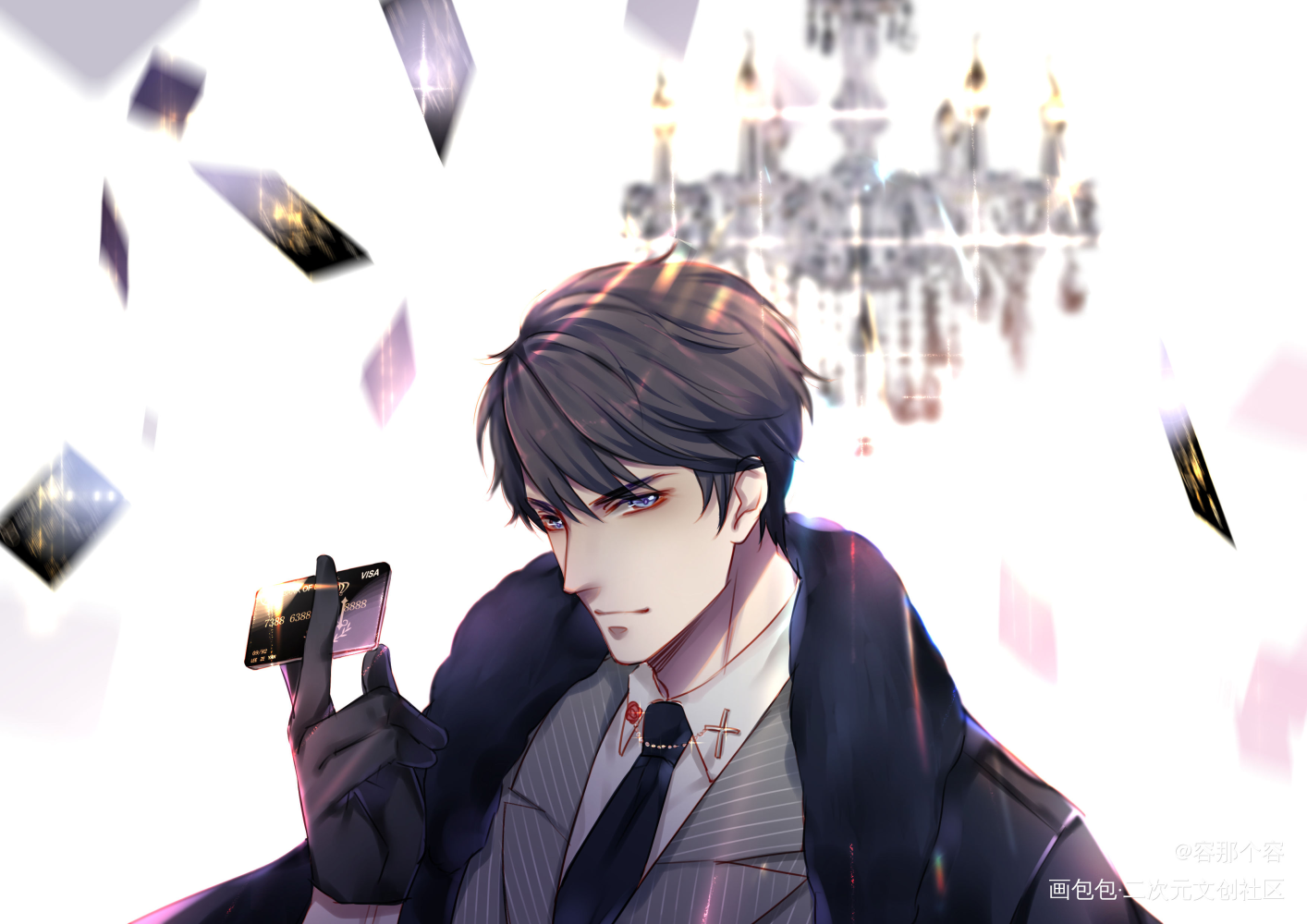 恋与同人插图-黑卡李泽言