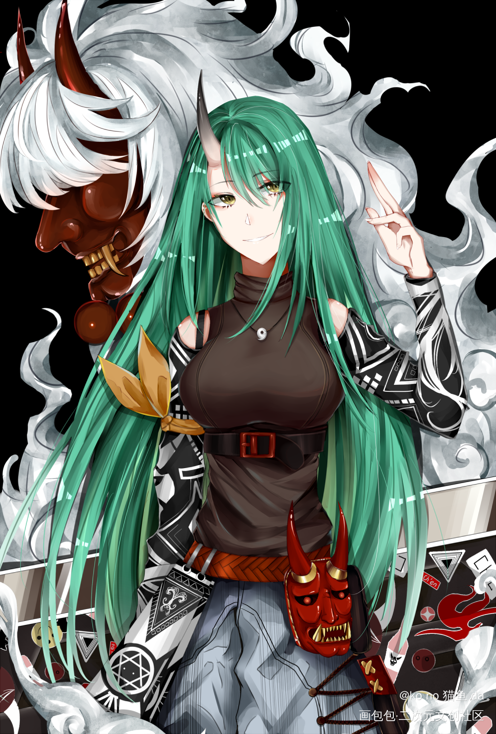 无_明日方舟星熊平涂日系头像插画周边设计绘画作品