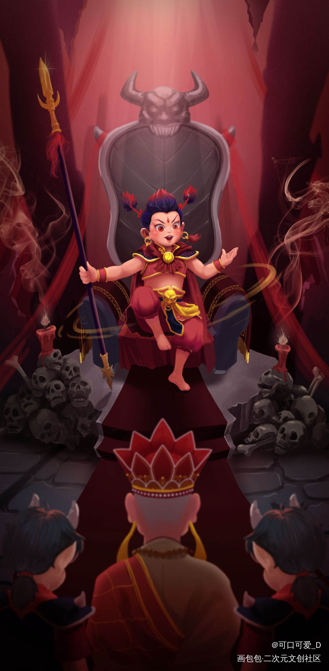 红孩儿_红孩儿厚涂插画原创绘画作品